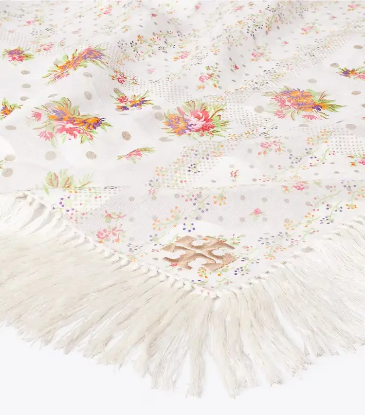 Polka Dot Floral Patchwork Fringe Neckerchief - Image 2