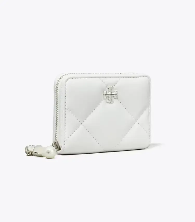 Small Kira Diamond Quilt Distressed Charm Zip-Around Wallet