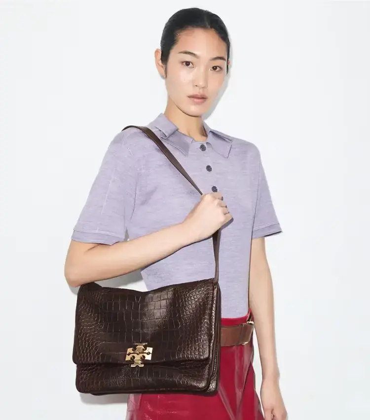 Large Charlie Runway Croc-Embossed Shoulder Bag - Image 2