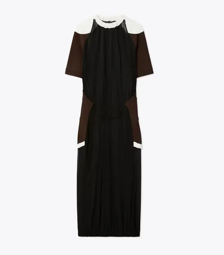 Colorblock Sheer Jersey Dress