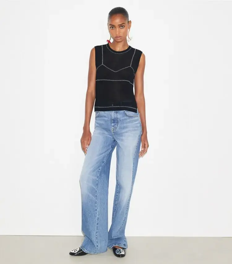Cotton And Nylon Mesh Top - Image 3