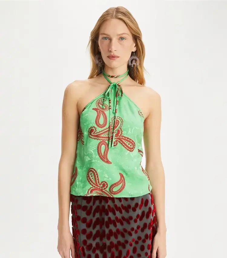 Satin Paisley Knot Top - Image 2