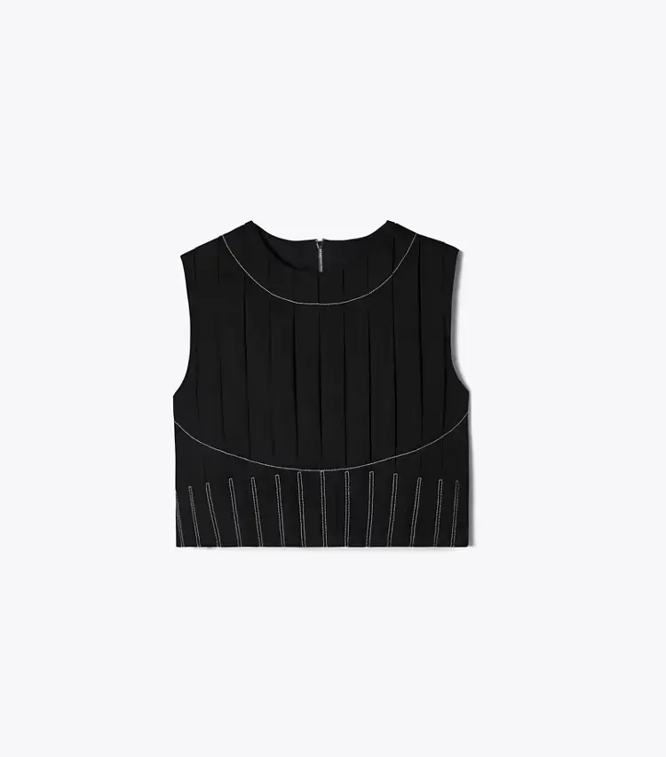 Wool Twill Pleated Top