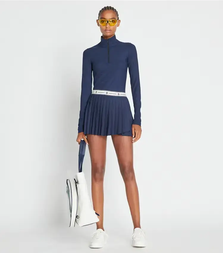 Jacquard Performance Jersey Pleated Overlay Skirt - Image 2