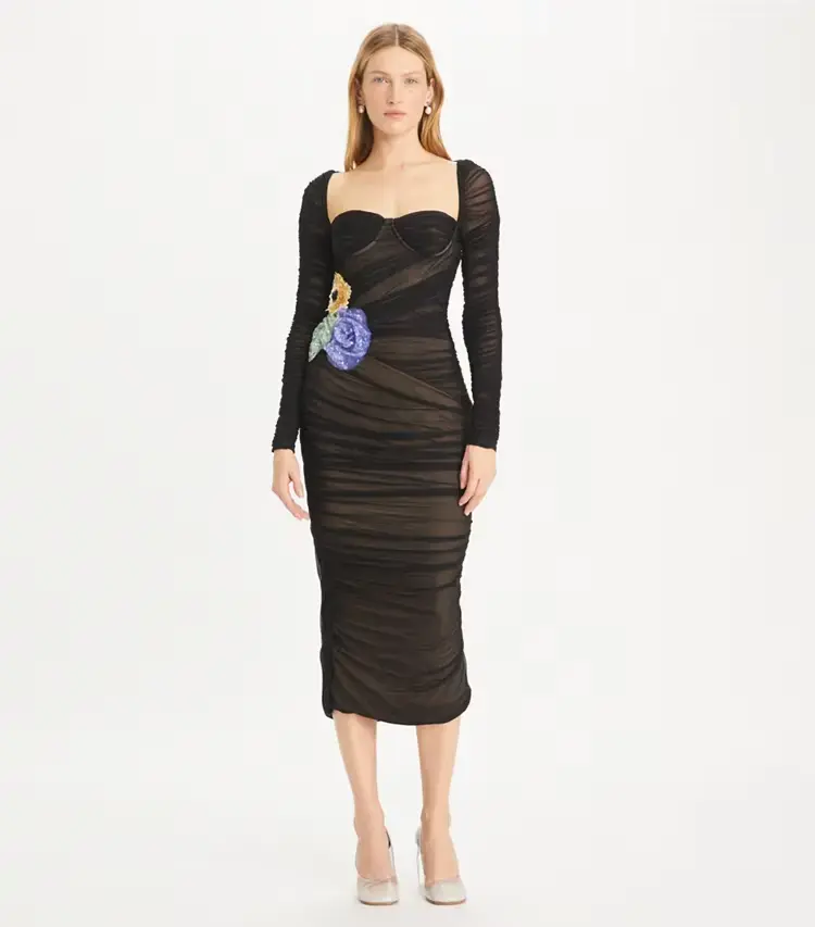 Embellished Viscose Ruched Dress - Image 2