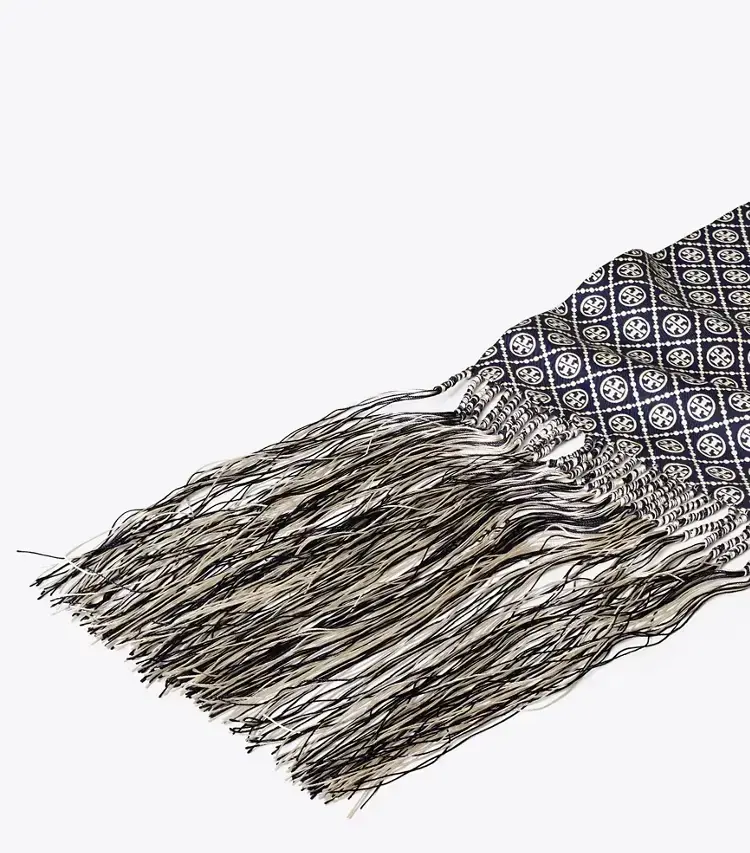 T Monogram Fringed Oblong Scarf - Image 2