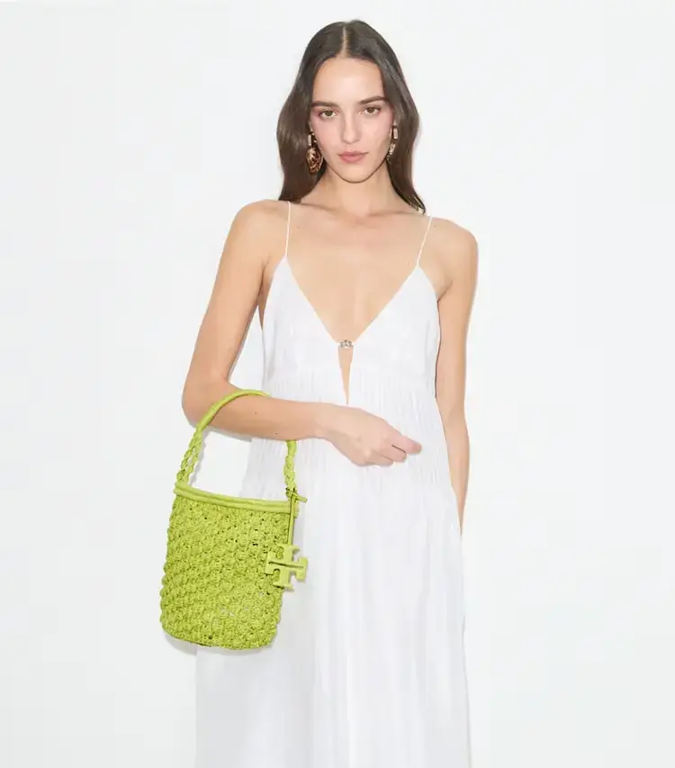 Ella Hand-Crocheted Popcorn Bucket Bag - Image 2