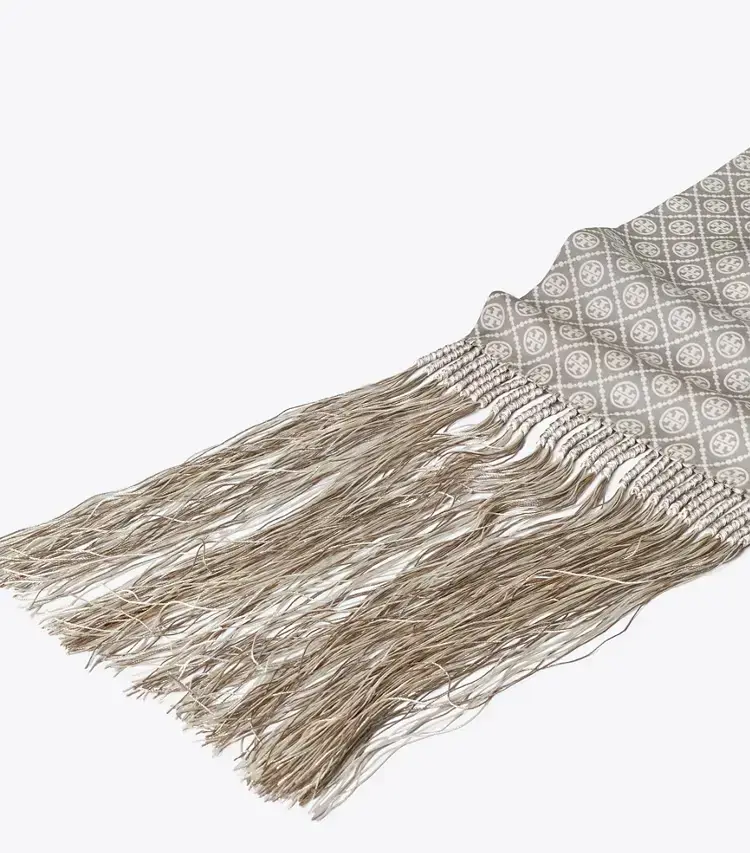 T Monogram Fringed Oblong Scarf - Image 2