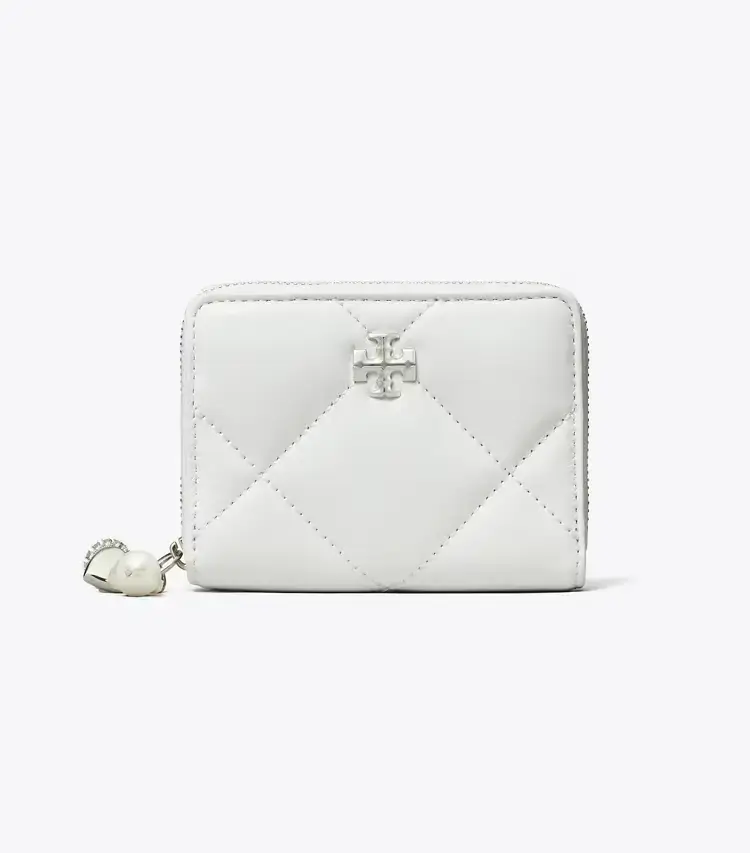 Small Kira Diamond Quilt Distressed Charm Zip-Around Wallet - Image 2
