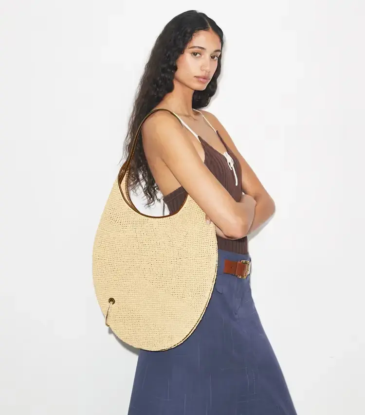 Pierced Soft Raffia Bag - Image 2