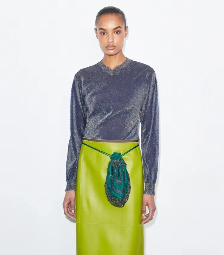 Metallic V-Neck Sweater - Image 2