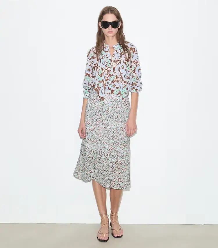 Printed Viscose Bow Blouse - Image 3
