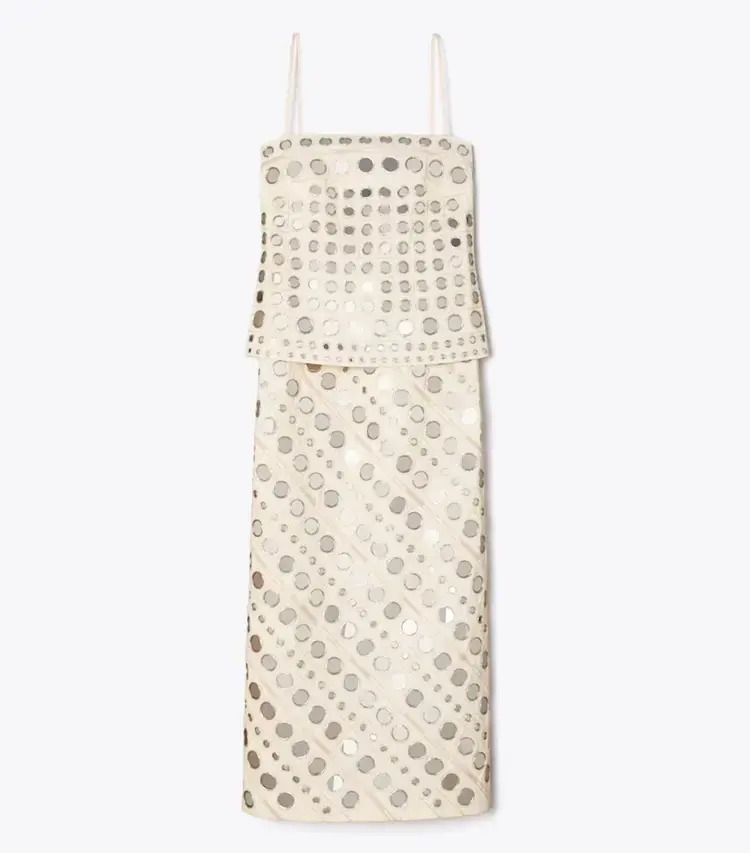 Mirror Embellished Cotton Dress