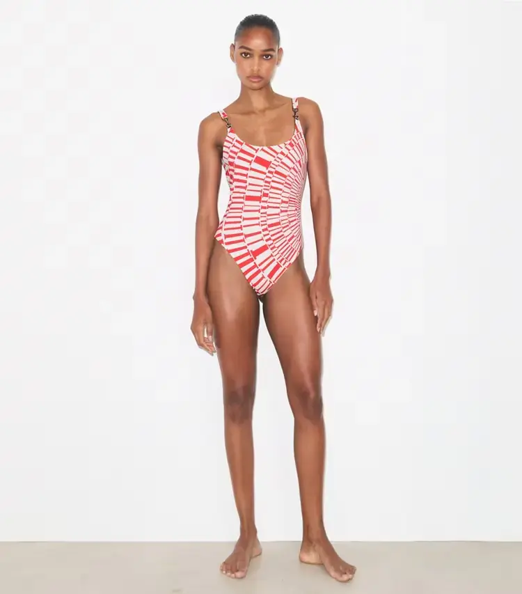 Printed Clip Tank Swimsuit - Image 3
