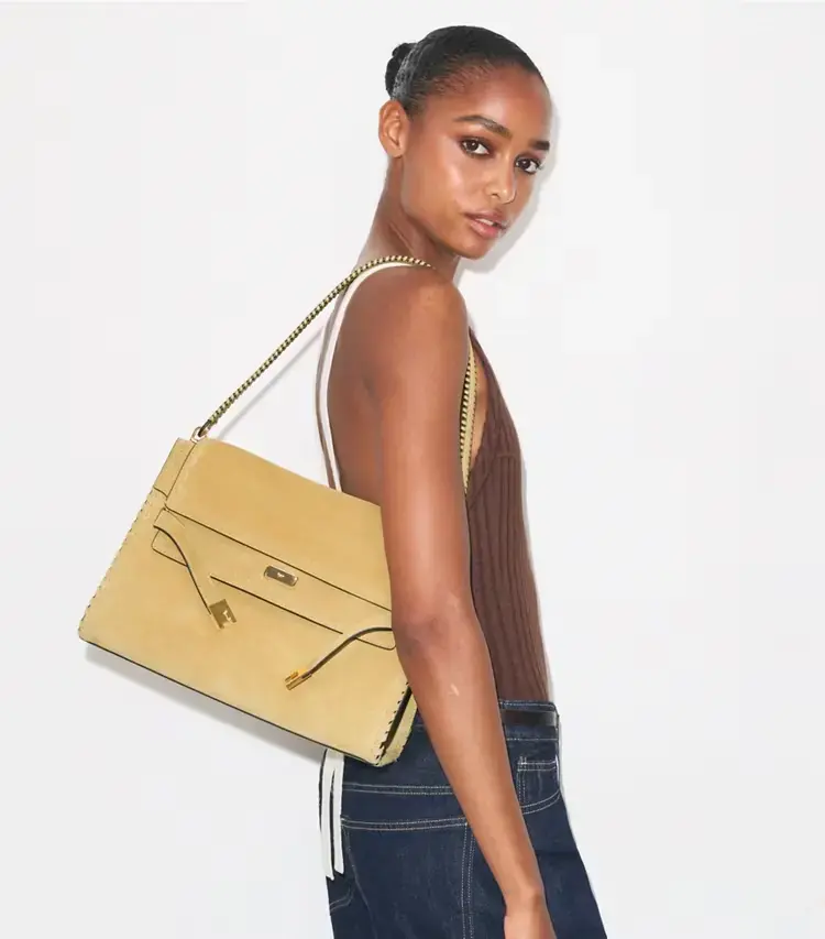 Large Lee Radziwill Suede Shoulder Bag - Image 2