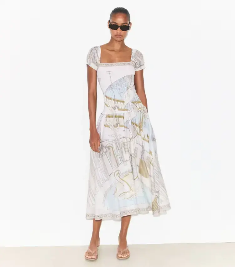 Printed Smocked Dress - Image 2