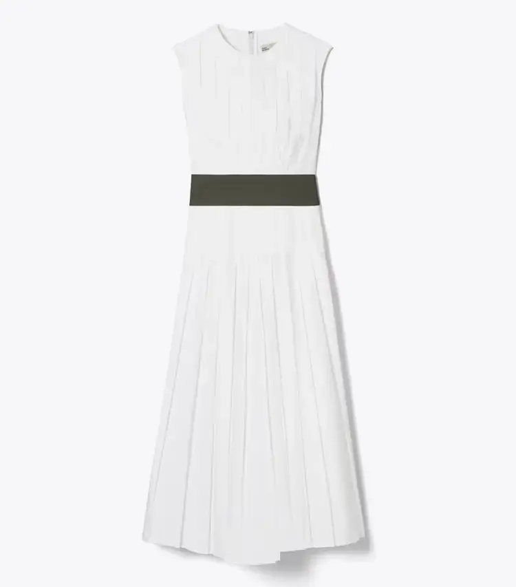 Pleated Poplin Dress