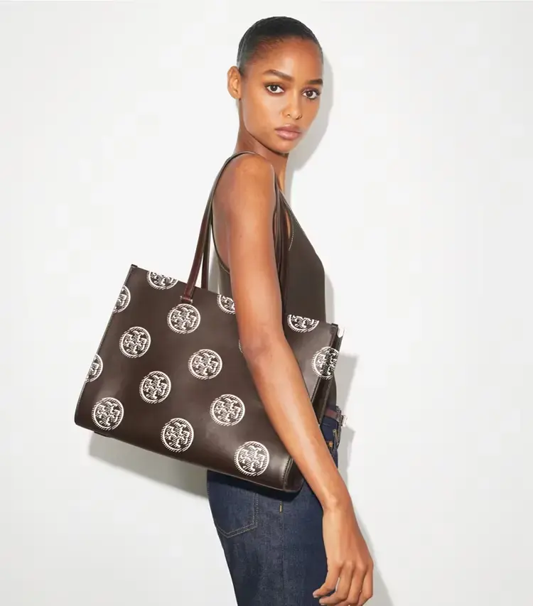 T Monogram Contrast Embossed Tote - Image 2