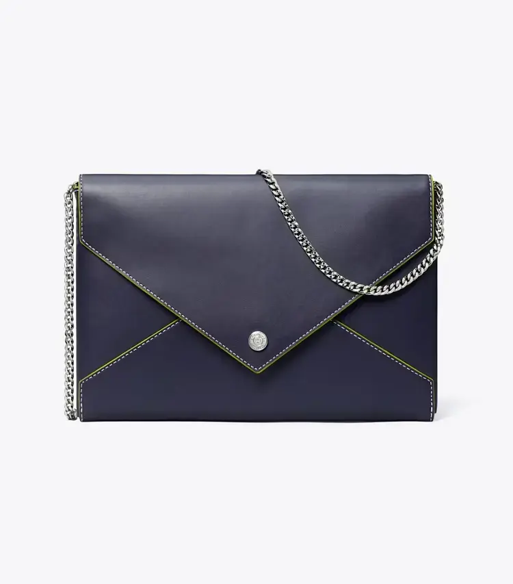 Smooth Leather Envelope Chain Pouch - Image 4
