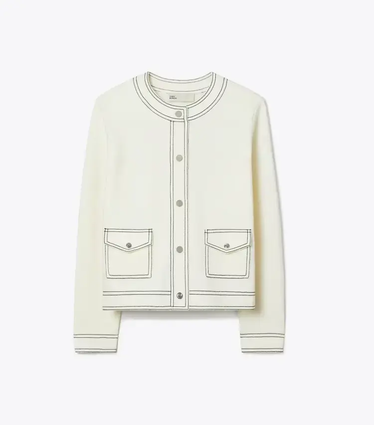 Topstitch Wool Cardigan