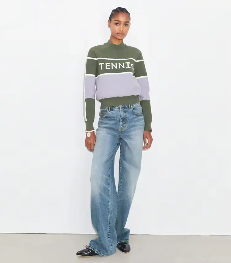 Cropped Tech Nylon Tennis Sweater - Image 3