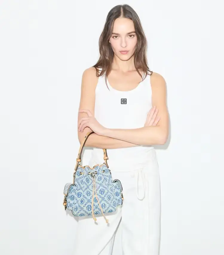 T Monogram Denim Bucket Bag - Image 2