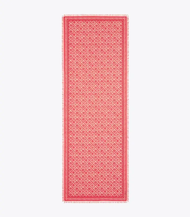 T Monogram Floral Oblong Scarf