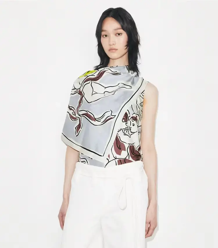 Printed Silk Cape Top - Image 2