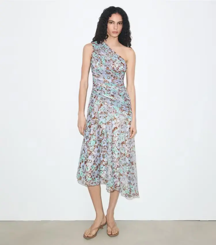 Printed One-Shoulder Dress - Image 2