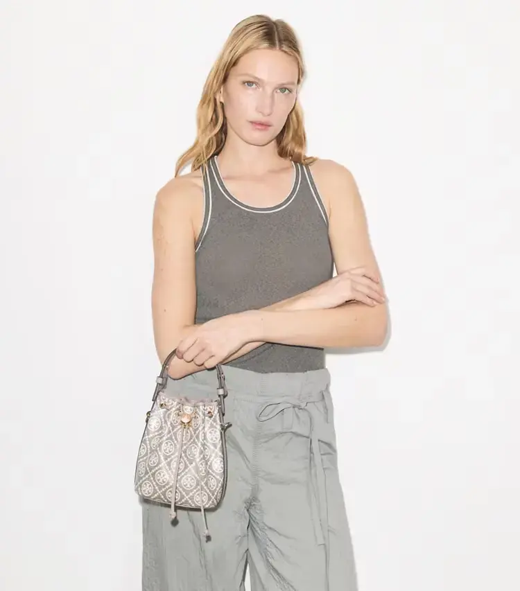 T Monogram Coated Jacquard Mini Bucket Bag - Image 3