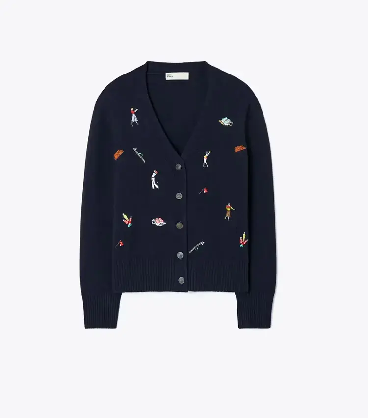 Embroidered Golf Cardigan