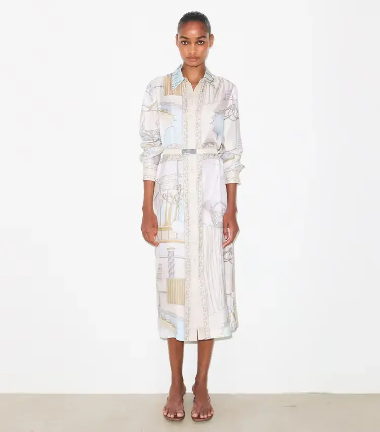 Printed Silk Shirtdress - Image 2