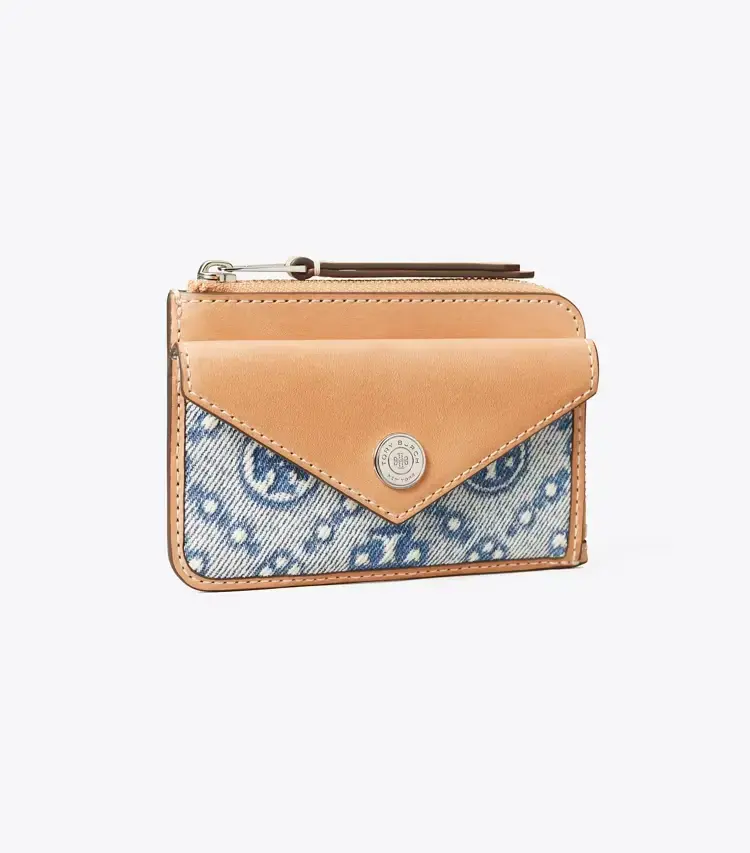 T Monogram Denim Zip Card Case