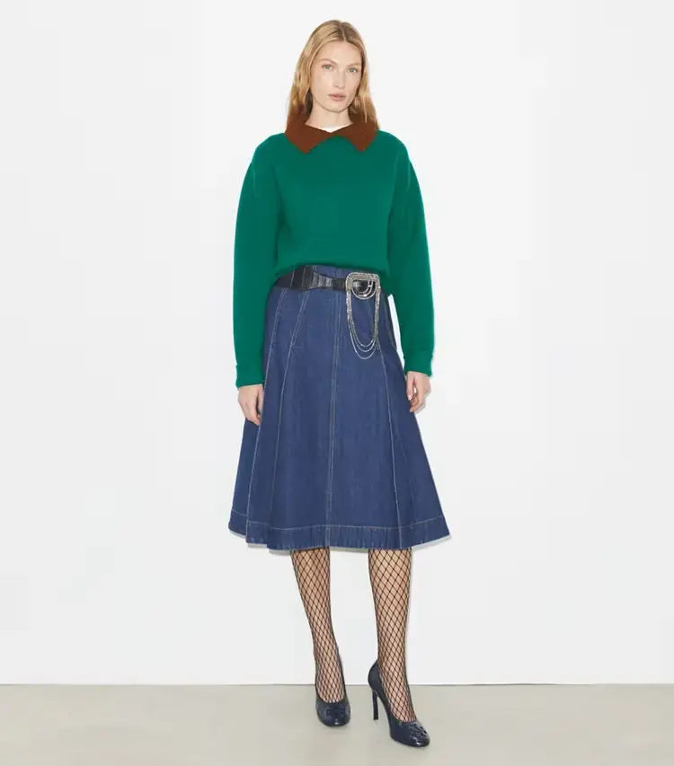 Pleated Denim Skirt - Image 2
