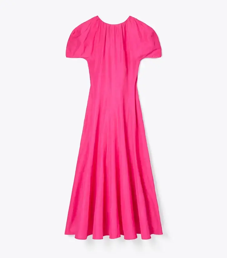 Balloon Sleeve Linen Dress
