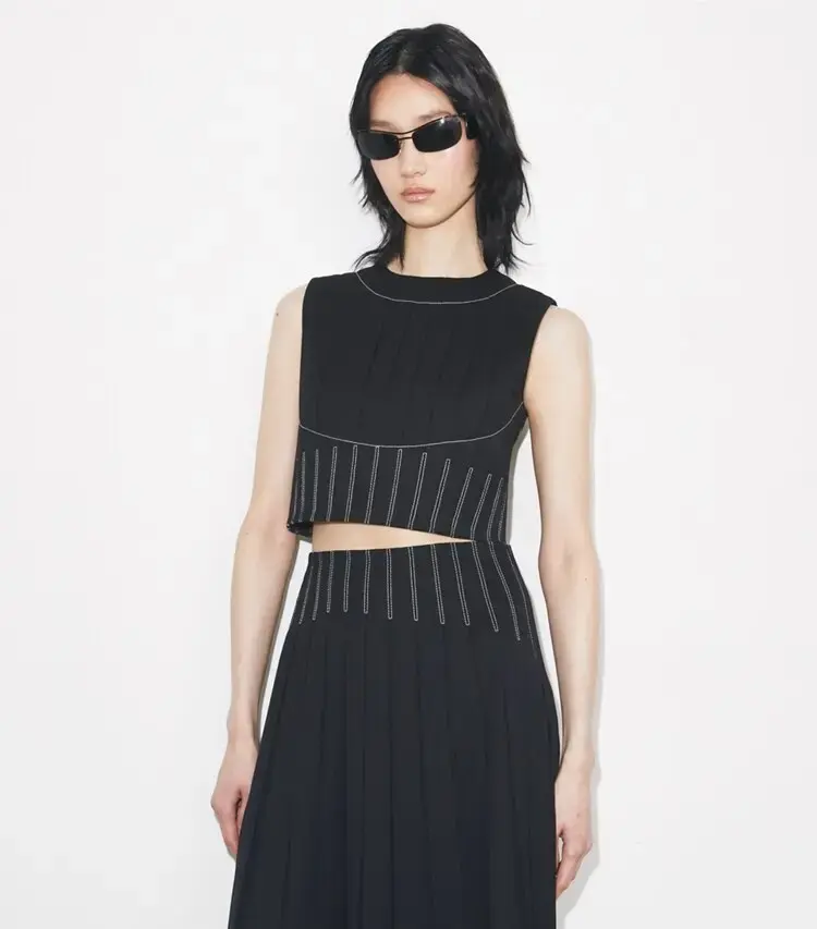 Wool Twill Pleated Top - Image 2