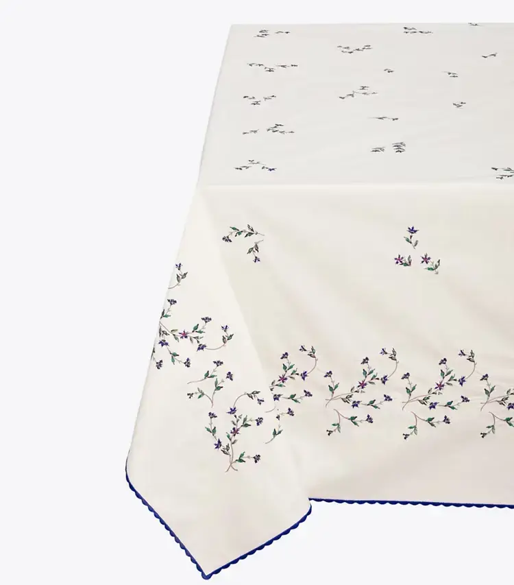 Jolie Fleur Embroidered Square Tablecloth - Image 2