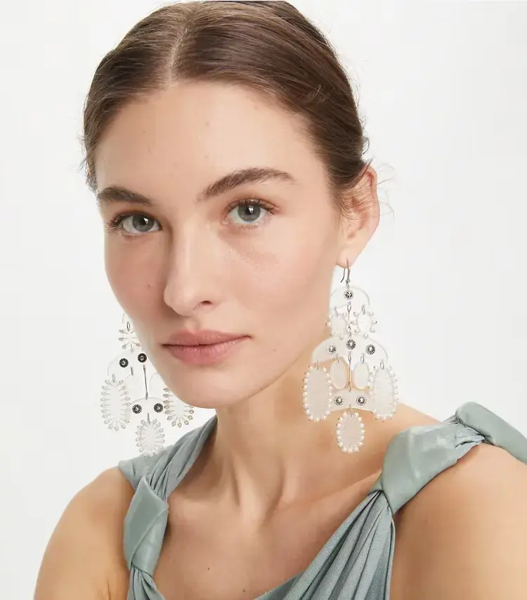 Abstract Beaded Chandelier Earrings - Image 3