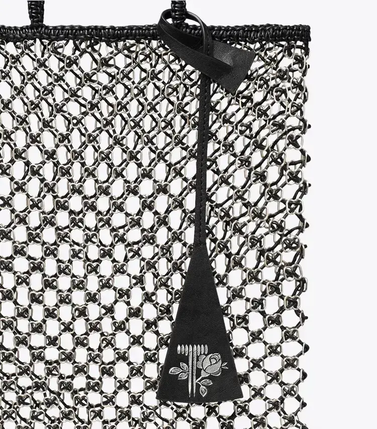 Small Handwoven Chain Mesh Tote - Image 4