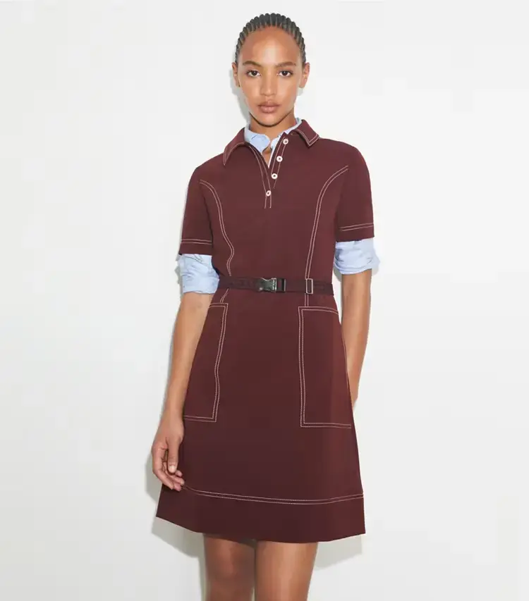 Short-Sleeve Pick Stitch Golf Dress - Image 2