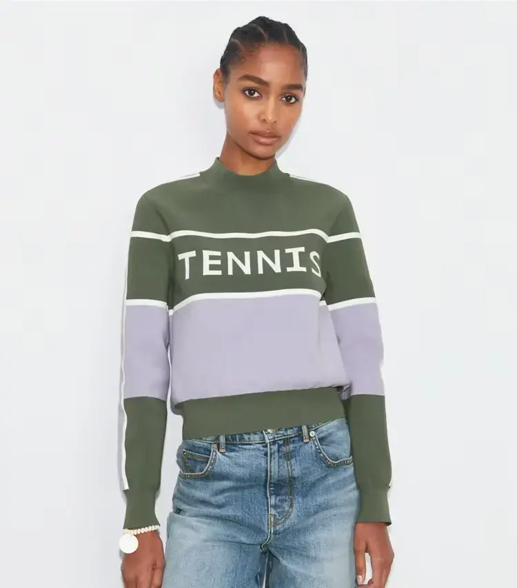 Cropped Tech Nylon Tennis Sweater - Image 2