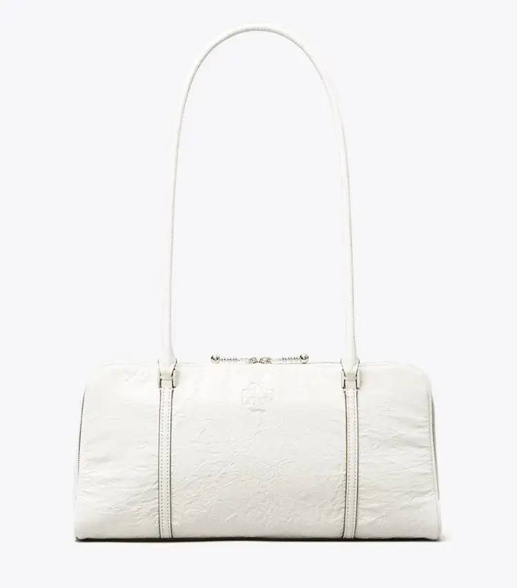Small Crinkle Leather Marshmallow Satchel - Image 3
