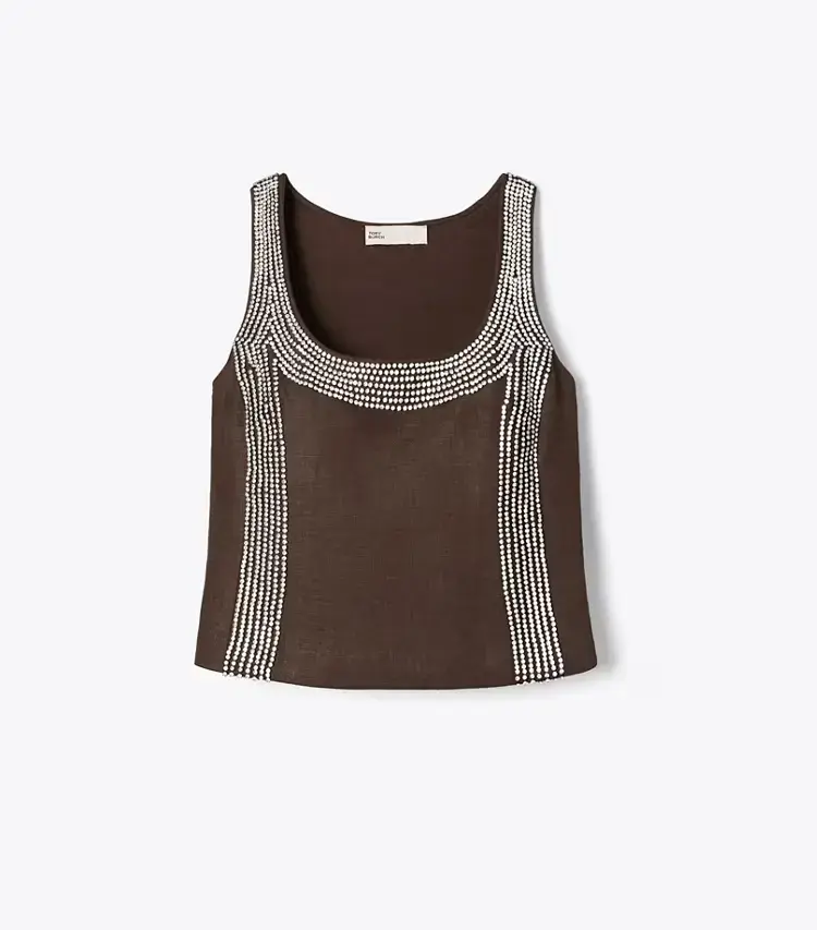 Embellished Linen Top