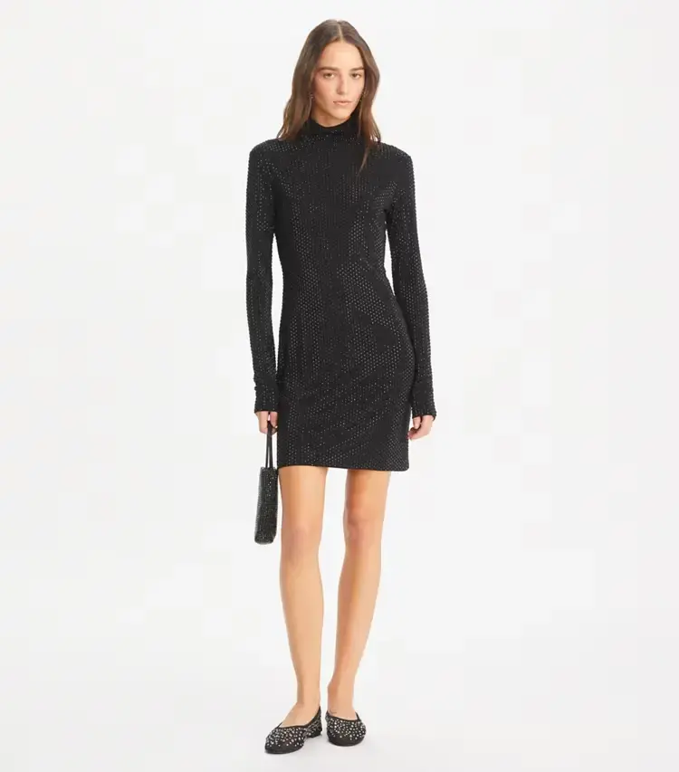Embellished Viscose Turtleneck Dress - Image 2