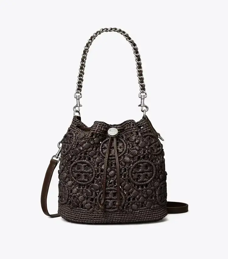 T Monogram Raffia Bucket Bag - Image 4