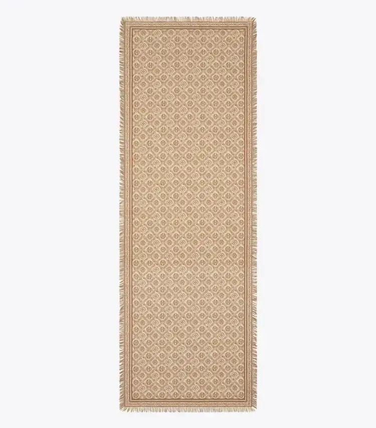 T Monogram Floral Oblong Scarf