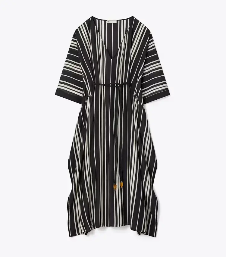 Belted Striped Silk Caftan