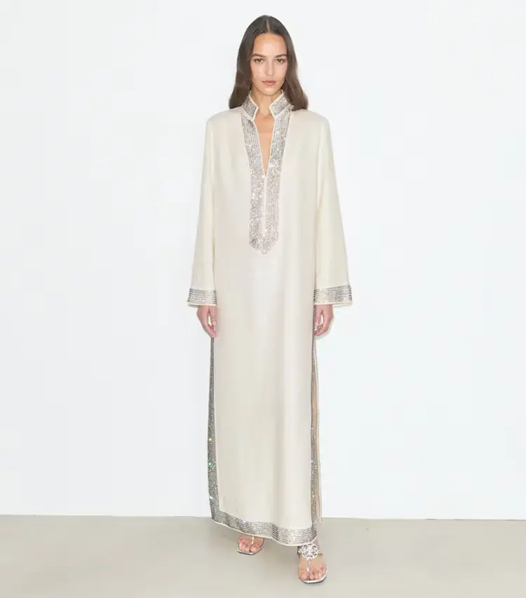 Embellished Linen Caftan - Image 2