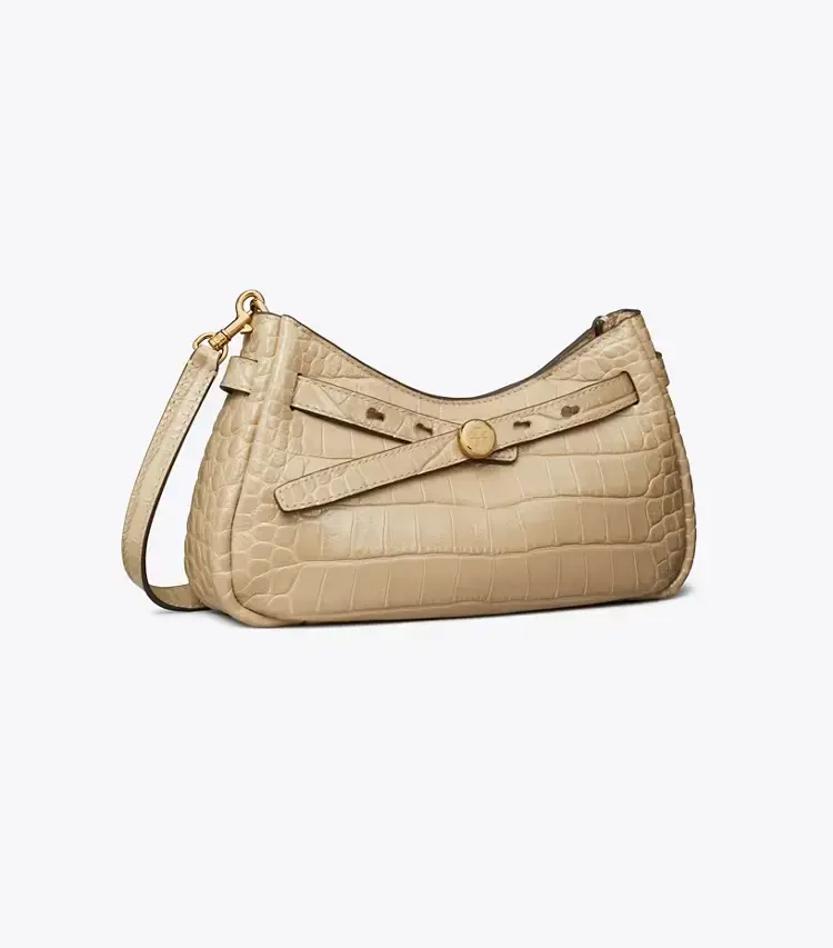 Romy Croc-Embossed Zip Top Crossbody Bag