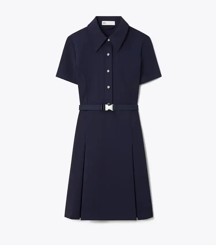 Short-Sleeve Pleated Golf Dress